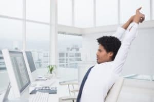 working at computer